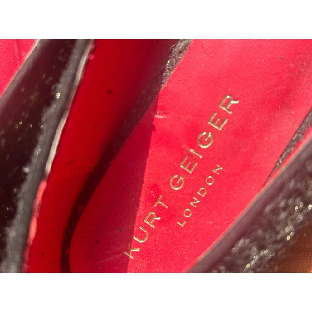 Kurt Geiger Loafers Women's Size 8 Black Good Crystal Buckle Tweed‎ Sparkle